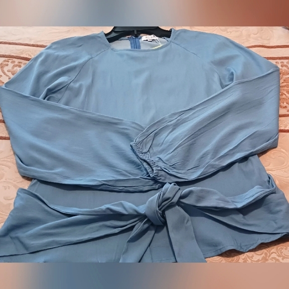 Citrus Apparel Blue Balloon Sleeve Blouse Medium NWT - Picture 15 of 15